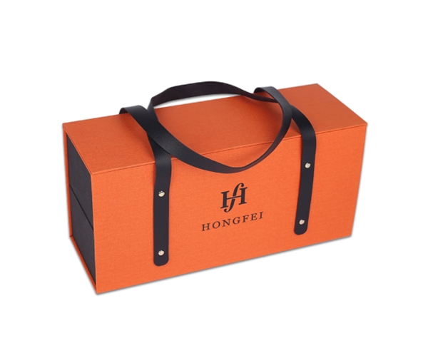 高級創意兩支裝手提紅酒盒禮物包裝盒 紅酒紙盒黑色印刷建造廠家