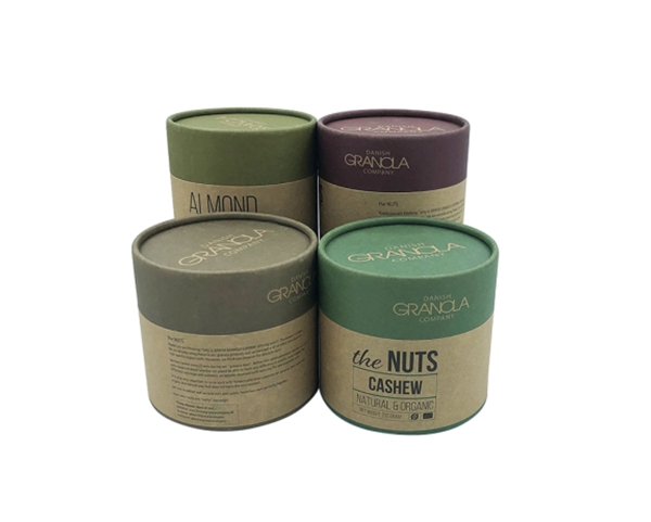 廣州圓筒廠家定制食物級杏仁扁桃仁 鋁鉑零食紙罐牛皮茶葉圓筒盒